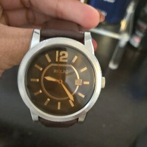 Relic Dark Brown and Gold Men's Watch